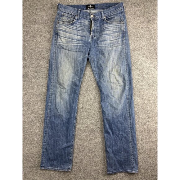 7 For All Mankind Jeans Mens 34 Blue Austyn Luxe Performance Straight Stretch - Picture 1 of 8